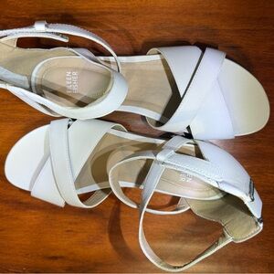 Eileen Fisher white Leather Cross-Strap Sandals